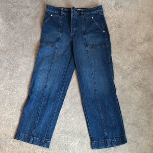 LOFT button fly wide leg cargo jean
27” inseam